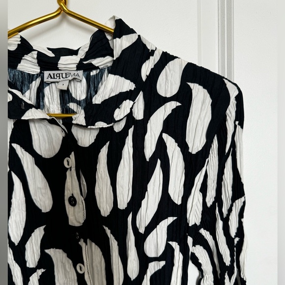 AlQuema Smash Nehru Collar Coat Dress Navy with White Ink Droplet - Picture 5 of 11